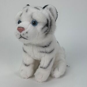 White Tiger Cub Plush Stuffed Animal Blue Eyes Sitting 7 Inch 06052017